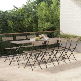 Folding Bistro Chairs 8 pcs Gray Poly Rattan and Steel