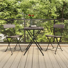 Folding Bistro Chairs 2 pcs Gray Poly Rattan and Steel