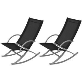 Patio Rocking Chairs 2 pcs Steel and Textilene Black