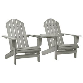 Patio Adirondack Chairs with Tea Table Solid Wood Fir Gray