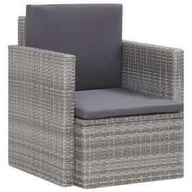 Patio Chair with Cushions Poly Rattan Gray