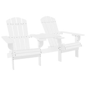 Patio Adirondack Chairs with Tea Table Solid Wood Fir White