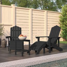 Patio Adirondack Chairs with Footstool & Table HDPE Anthracite