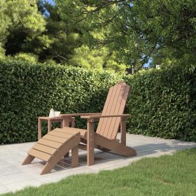 Patio Adirondack Chair with Footstool HDPE Brown