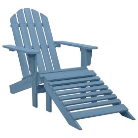 Patio Adirondack Chair with Ottoman Solid Fir Wood Blue