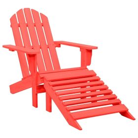 Patio Adirondack Chair with Ottoman Solid Fir Wood Red