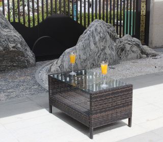 Outdoor patio Furniture Coffee Table with clear tempered glass