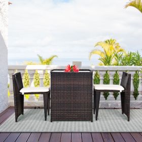 3 Pcs Cushioned Outdoor Wicker Patio Set