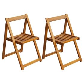 Folding Patio Chairs 2 pcs Solid Acacia Wood