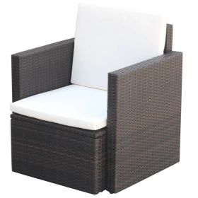 Patio Chair with Cushions and Pillows Poly Rattan Brown