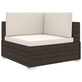 Sectional Corner Chair with Cushions Poly Rattan Brown