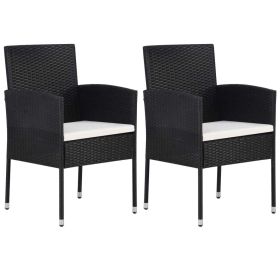 Patio Chair 2 pcs Poly Rattan Black