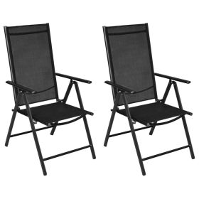 Folding Patio Chairs 2 pcs Aluminum and Textilene Black