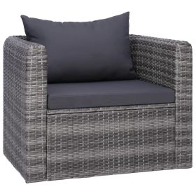 Patio Chair with Cushion and Pillow Poly Rattan Gray