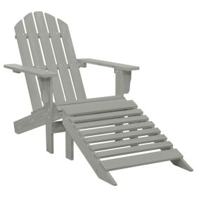 Patio Chair with Ottoman Wood Gray