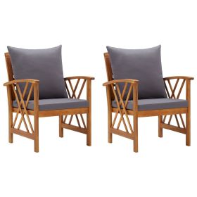 Patio Chairs with Cushions 2 pcs Solid Acacia Wood