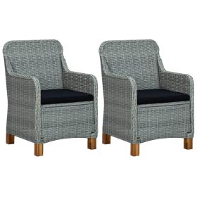 Patio Chairs with Cushions 2 pcs Poly Rattan Light Gray