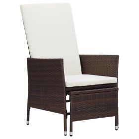 Reclining Patio Chair with Cushions Poly Rattan Brown