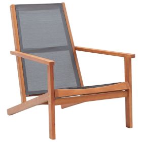 Patio Lounge Chair Gray Solid Eucalyptus Wood and Textilene