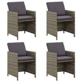 Patio Chairs with Cushions 4 pcs Poly Rattan Gray