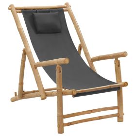 Deck Chair Bamboo and Canvas Dark Gray