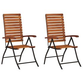 Reclining Patio Chairs 2 pcs Solid Wood Acacia