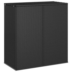 Patio Cushion Box PE Rattan Black