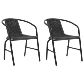 Patio Chairs 2 pcs Plastic Rattan and Steel 242.5 lb