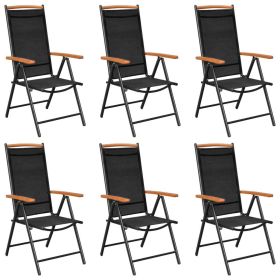 Folding Patio Chairs 6 pcs Textilene Black