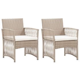 Patio Armchairs with Cushions 2 pcs Beige Poly Rattan