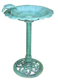 31 inch birdbath with bird decoration - green