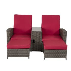 Brown 5 Piece  resin wicker Seating Group (Color: Red)