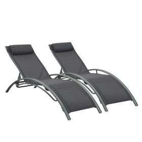 (Only for Pickup)Reclining Sun Lounger Set (Set of 2) (Color: gray)